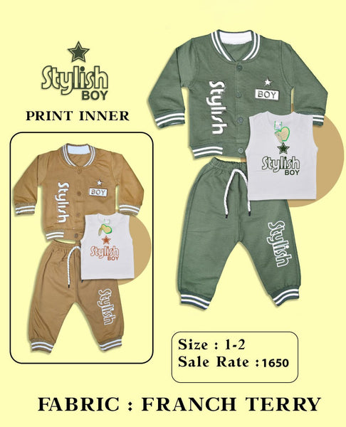 Baby Boy 2-Piece Outfit Set | EMB Jumper Jacket & Lycra Denim Joggers (1–2 Years)