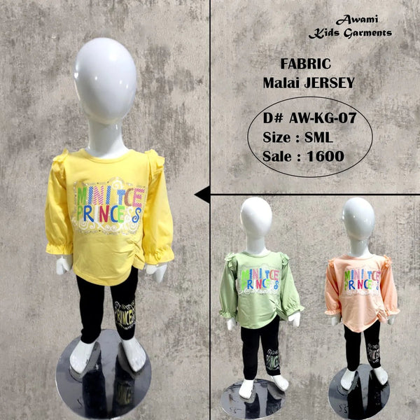 Baby Girl Malai Jersey Outfit Set | Printed Princess Top & Pants (1–4 Years)