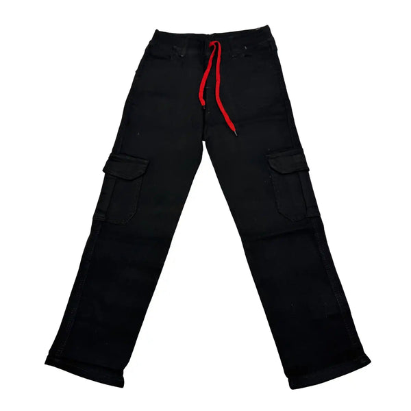 Baggy Trousers – Six-Pocket Denim Pants with Red Drawstring & Yellow Logo | Relaxed Wide-Leg Fit second image