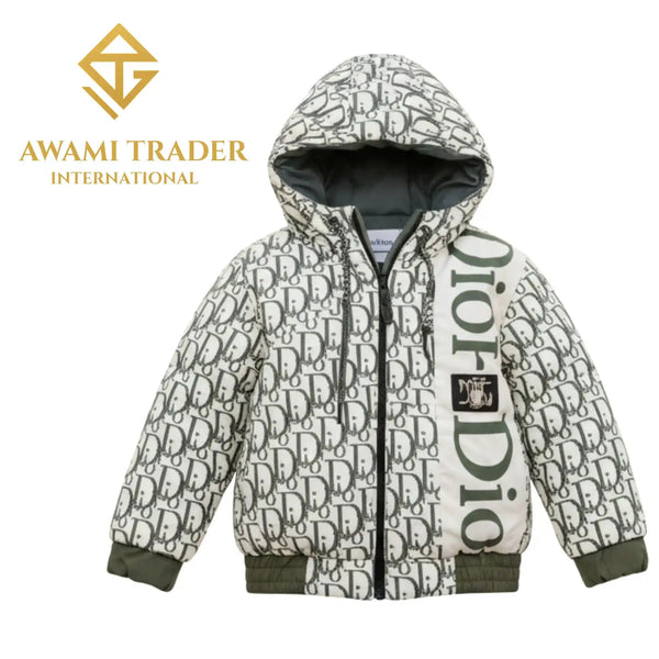 Boys' Winter Hoodie & Trousers Set – Micro Fabric Jacket with Fleece Lining + Olive Green Pants (S–L)   