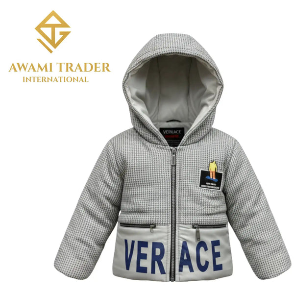 Boys’ Winter Puffer Hooded Jacket & Denim Pajama Pants Set – Quilted Outerwear with Cozy Polar Fleece | Warm Casual Streetwear Outfit (S, M, L)