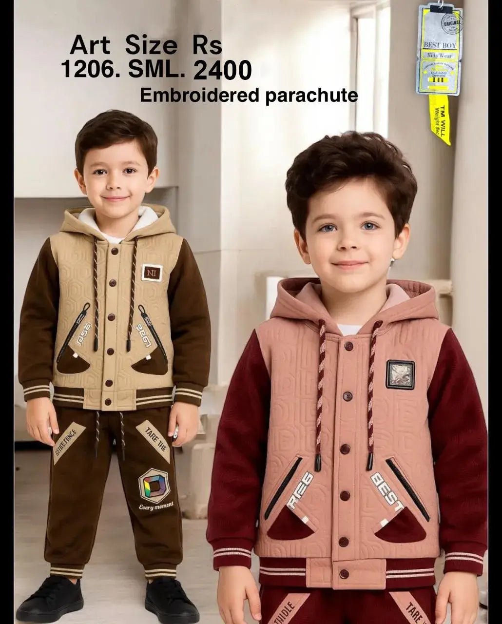 Trendy Embroidered Parachute Tracksuit for Boys – Winter Wear - Awami traders international